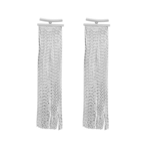 Brinco Prateado de Franja