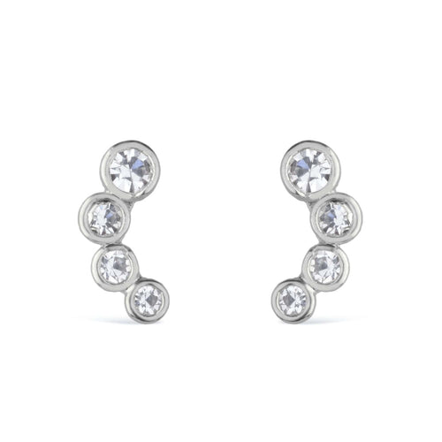 Brinco Prateado com 4 Pontos de Luz em Zircônia