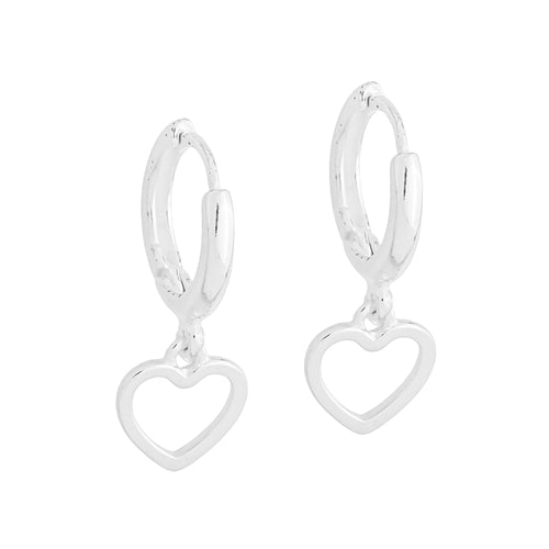 Brinco de Argola com Coração em Prata 925