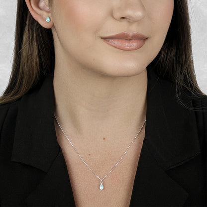 Conjunto de Gota Azul em Zircônia Prata 925 - Galeria