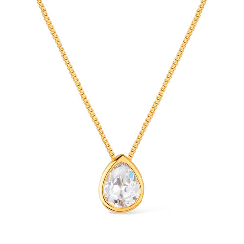 Colar Dourado de Gota em Zircônia
