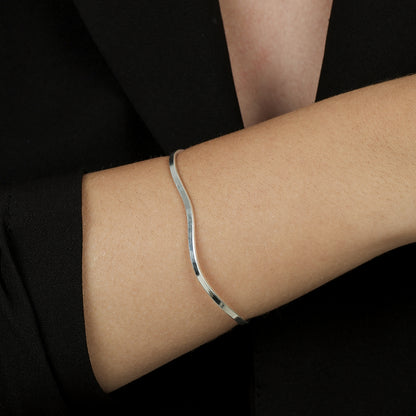 Pulseira Bracelete Ondulado em Prata 925 - Galeria