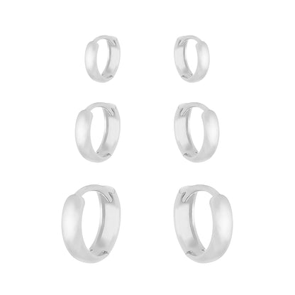 Trio de Argolas Lisas em Prata 925