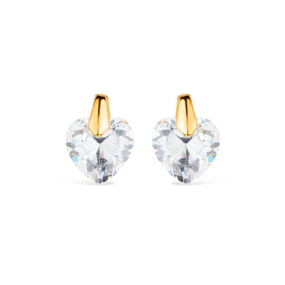 Brinco Dourado de Pedra Zircônia em formato de Coração
