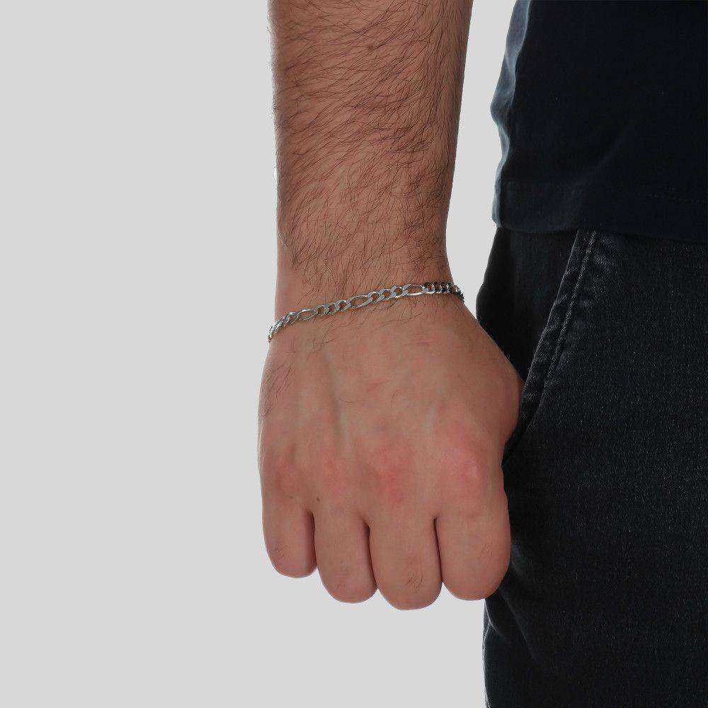 Pulseira Prateada Masculina Elo 3 por 1 &#8211; 5mm - Galeria