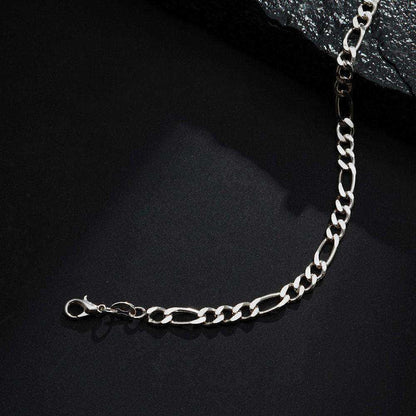 Pulseira Prateada Masculina Elo 3 por 1 &#8211; 5mm - Galeria